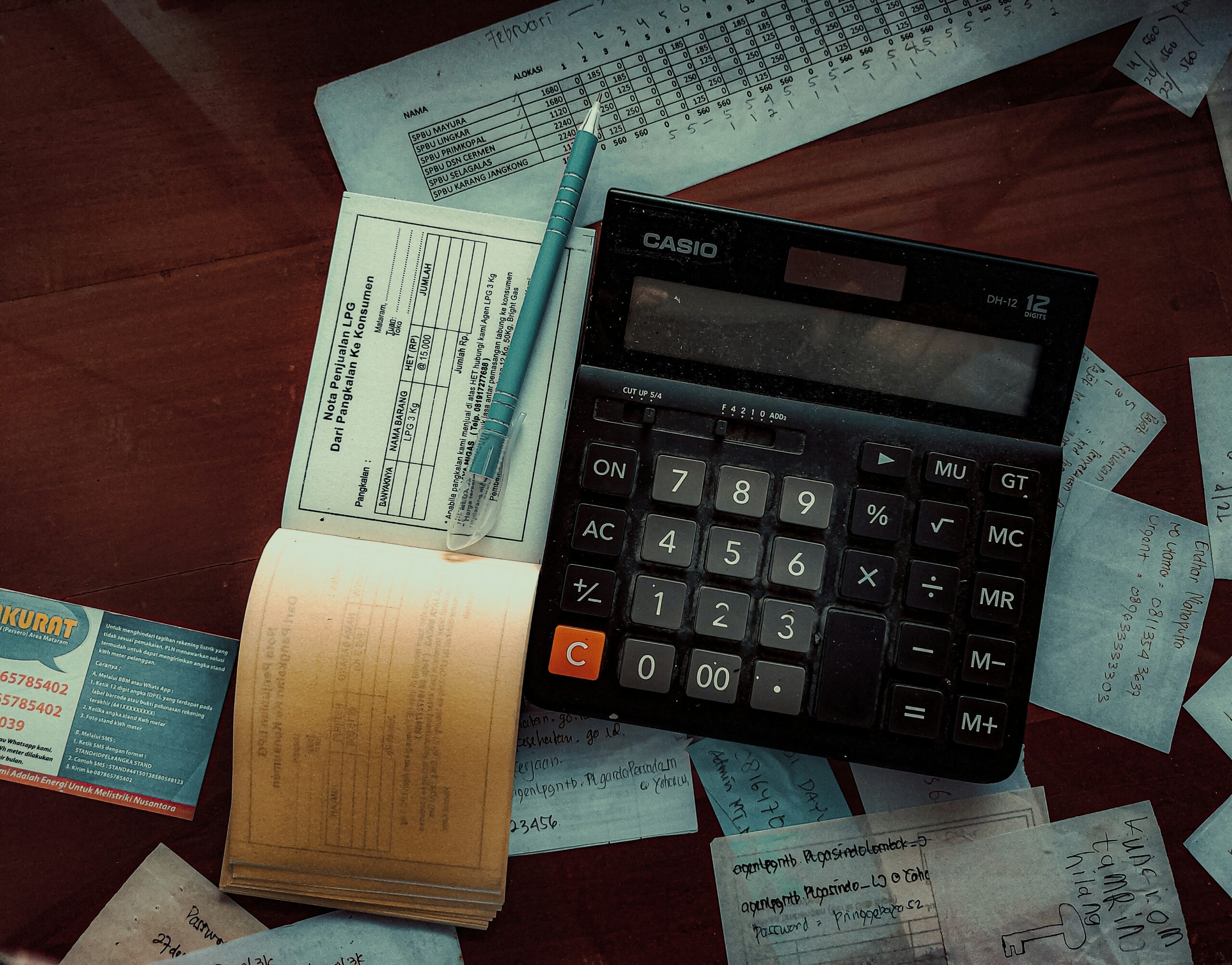 Calculator on desk representing utility bill rate class analysis and savings calculations